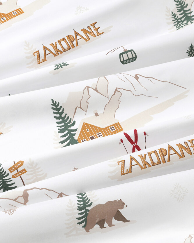 Runde Weihnachts-Tischdecke 100% Baumwolle - Zakopane