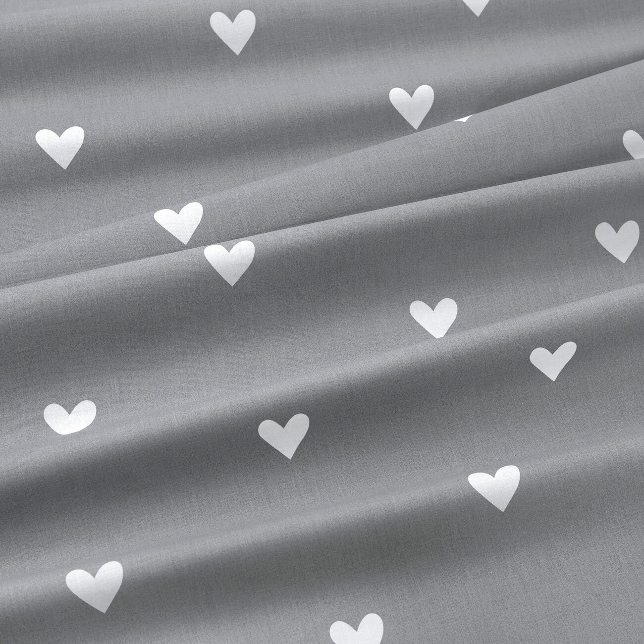 Baumwollstoff - Herzchen auf Grau