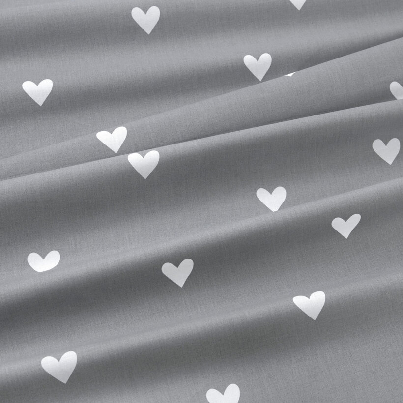 Baumwollstoff - Herzchen auf Grau