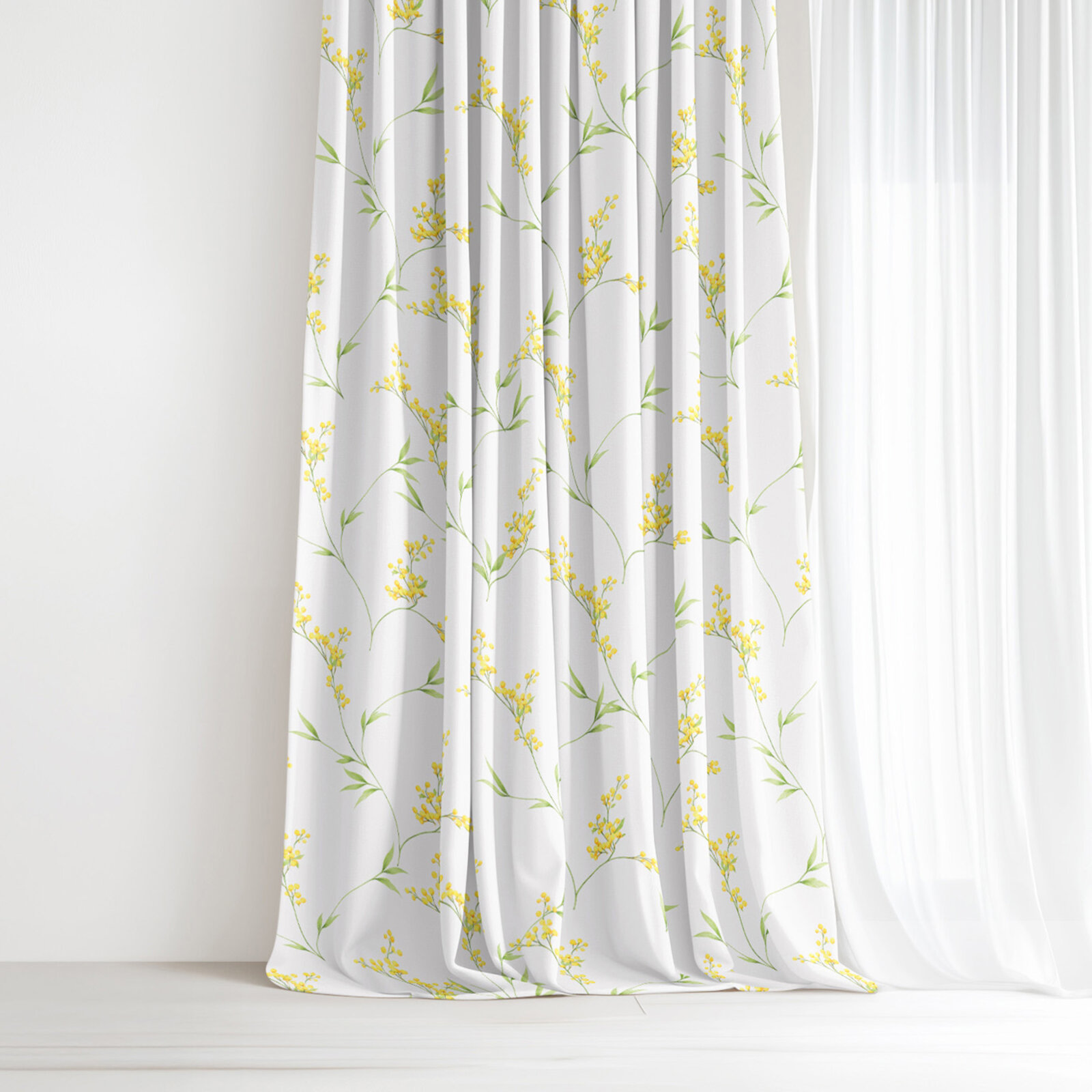 Dekorativer Vorhang – Mimosenblüten