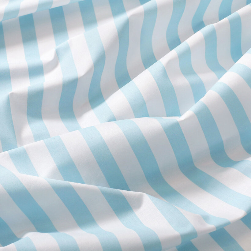 Runde Tischdecke 100% Baumwolle - blaue Streifen