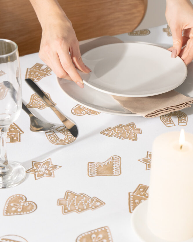 Eckige weihnachtliche Teflon-Tischdecke - Lebkuchen