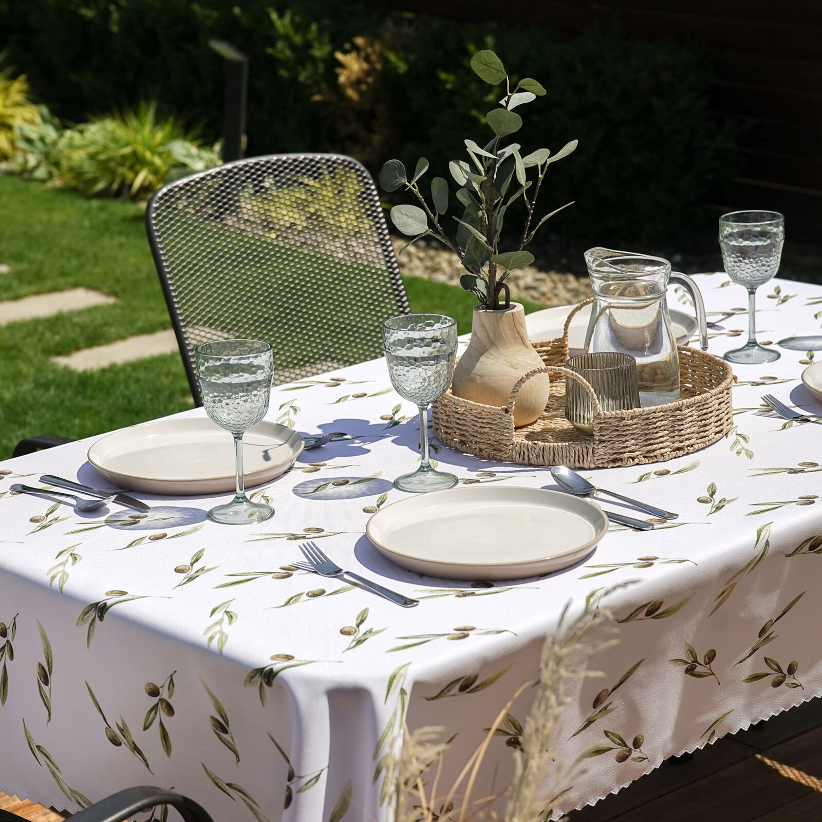 Eckige Tischdecke Teflon - Oliven