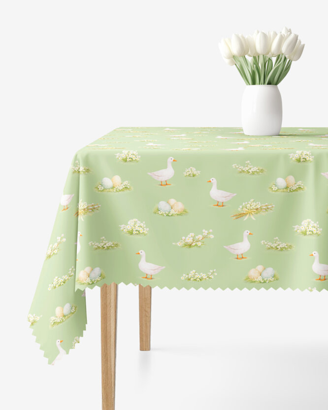 Ostern Eckige Teflon-Tischdecke - Gänse und Ostereier