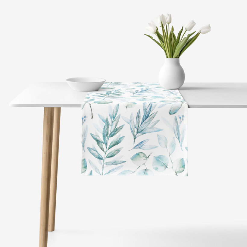 Tischläufer aus 100% Baumwolle Deluxe - aquarelle Blätter