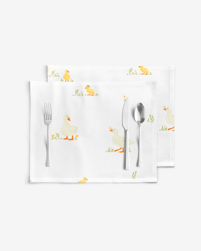 Ostern Tischset 100% Baumwolle - Enten - 2 Stück