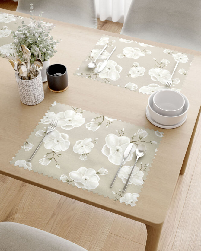 Tischset Teflon - Weiße Blumen - 2 Stück