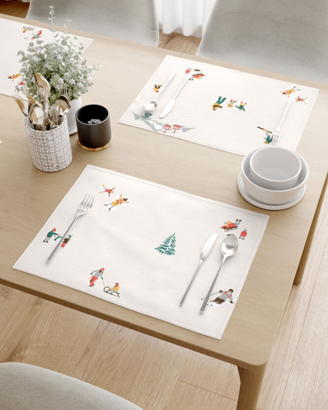 Weihnachtliches Tischset 100% Baumwolle - Winterfreuden - 2 Stück