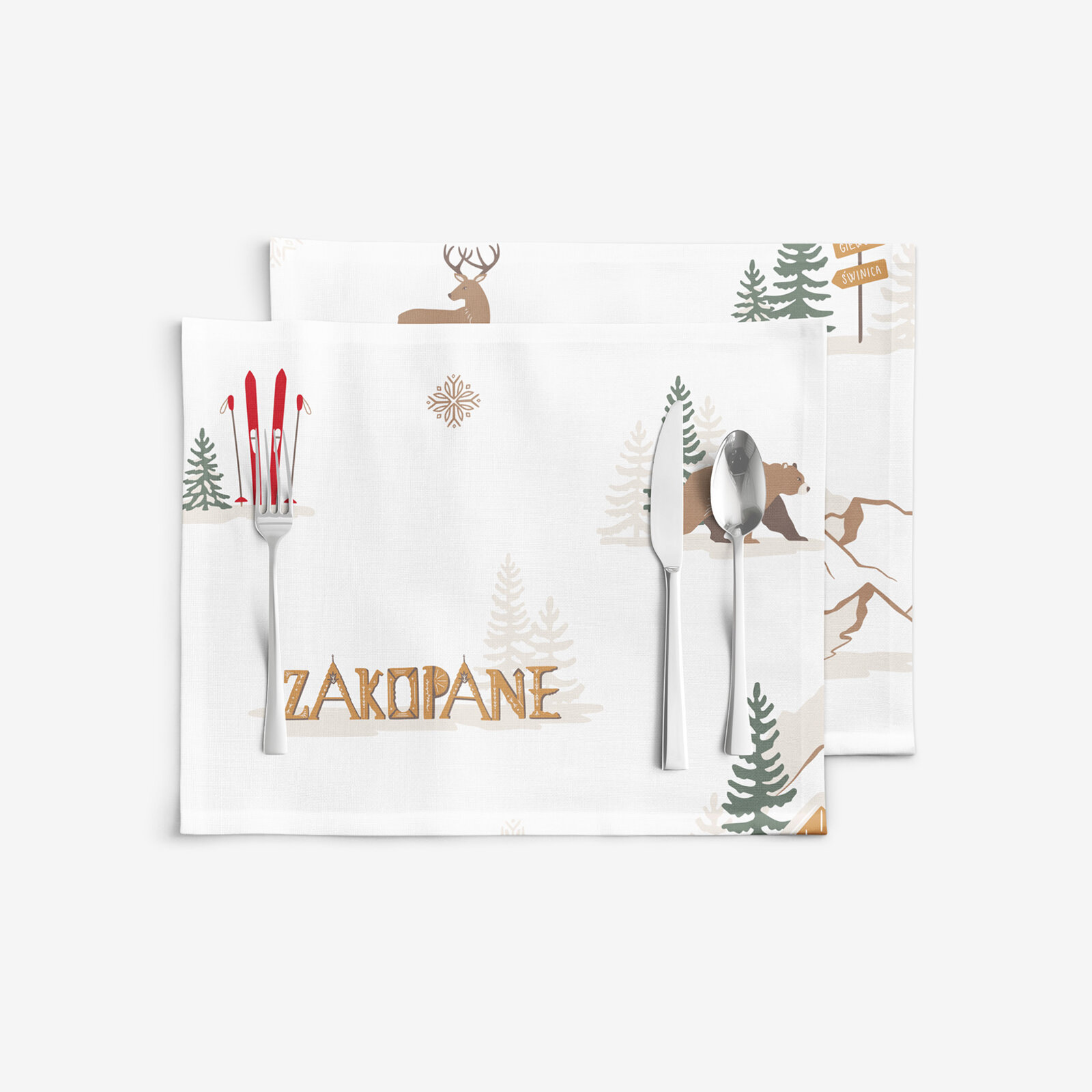 Weihnachtliches Tischset 100% Baumwolle - Zakopane - 2 Stück