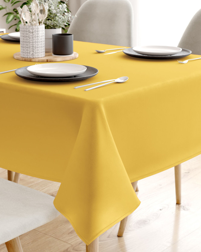 Eckige Tischdecke 100% Baumwolle - honiggelb