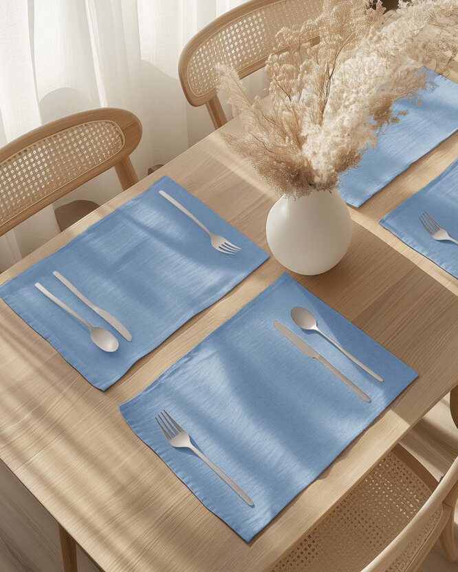 Tischset aus Leinenmischung - blau - 2 Stück Set
