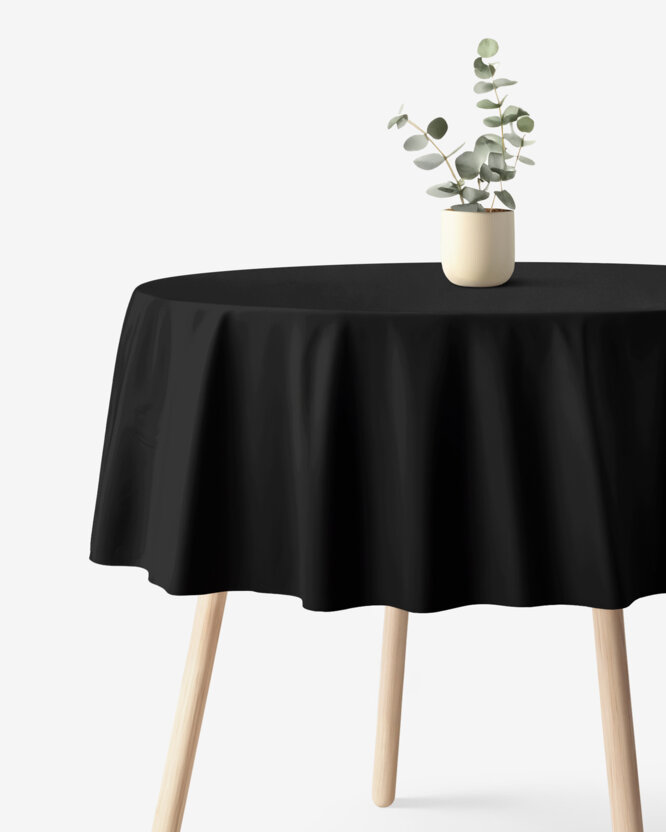 Runde Tischdecke 100% Baumwolle - schwarz