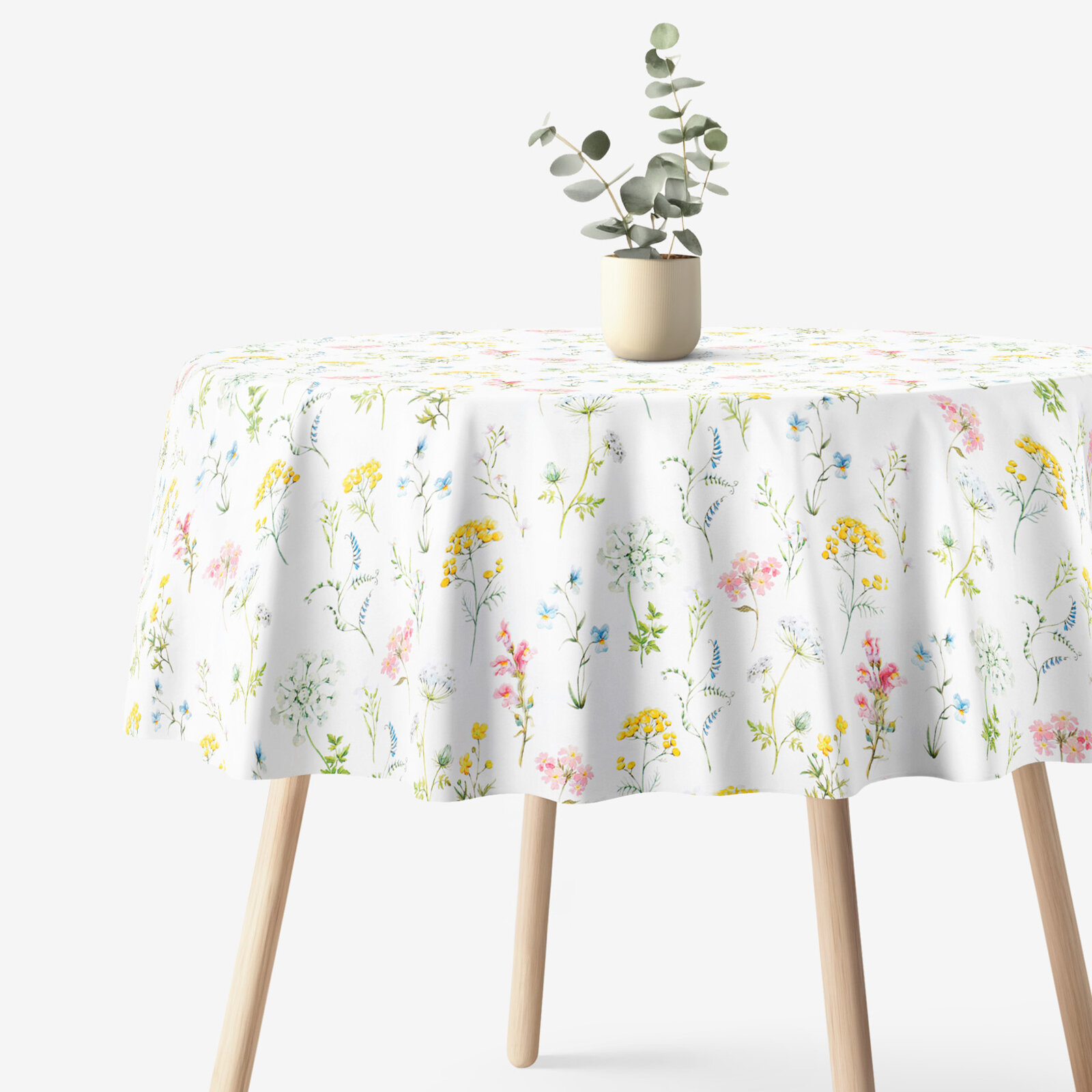 Runde Tischdecke 100% Baumwolle Deluxe - blühender Frühling