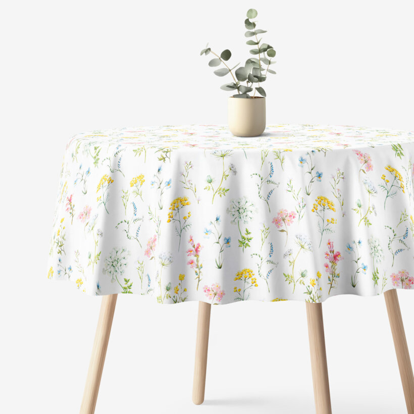 Runde Tischdecke 100% Baumwolle Deluxe - blühender Frühling
