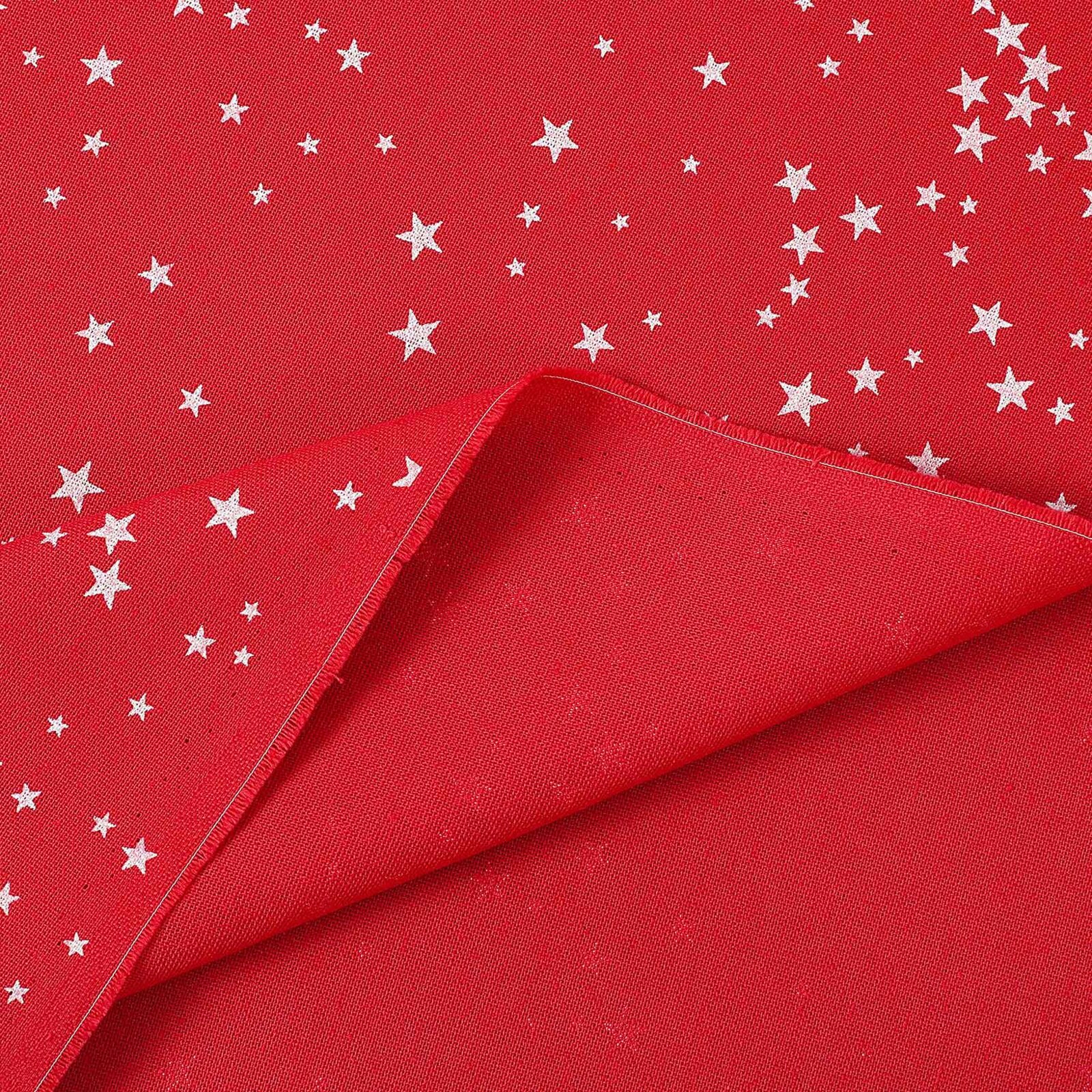 Dekorativer Stoff Valencia - Weihnachtssterne auf rotem Hintergrund