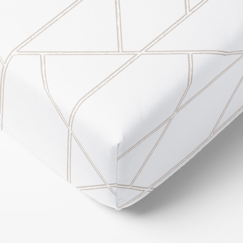 Spannbettlaken aus Baumwolle - Geometrische Linien auf Weiß