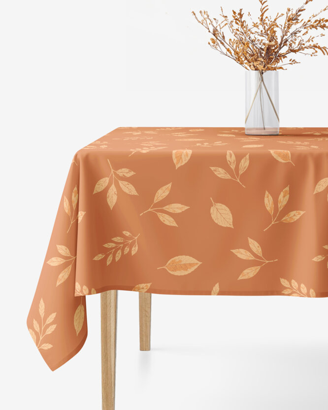 Eckige Tischdecke 100% Baumwolle - Orange Herbstblätter