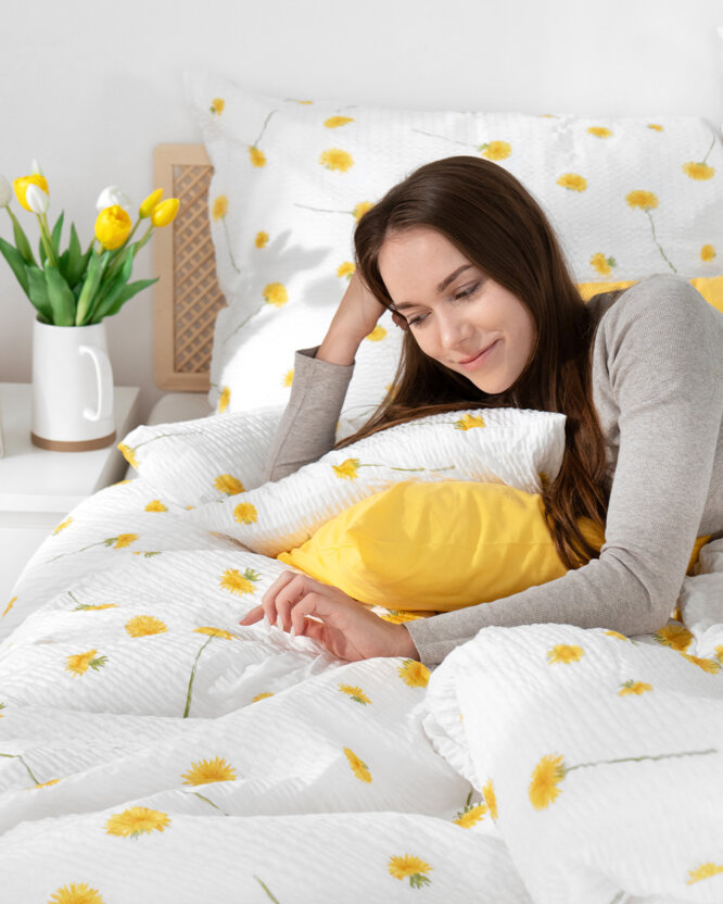 Seersucker Bettwäsche - Löwenzahn