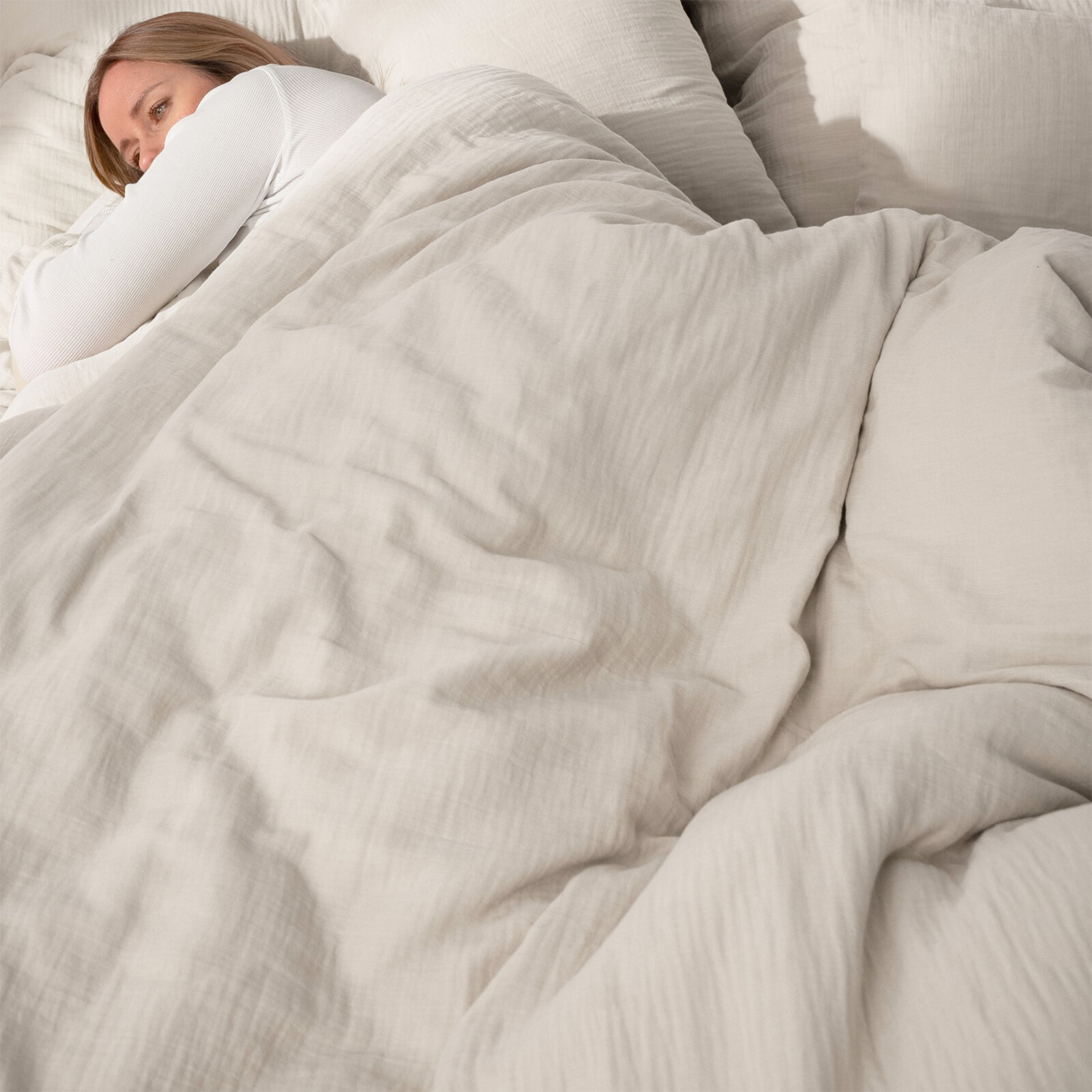 Musselin-Bettwäsche – creme