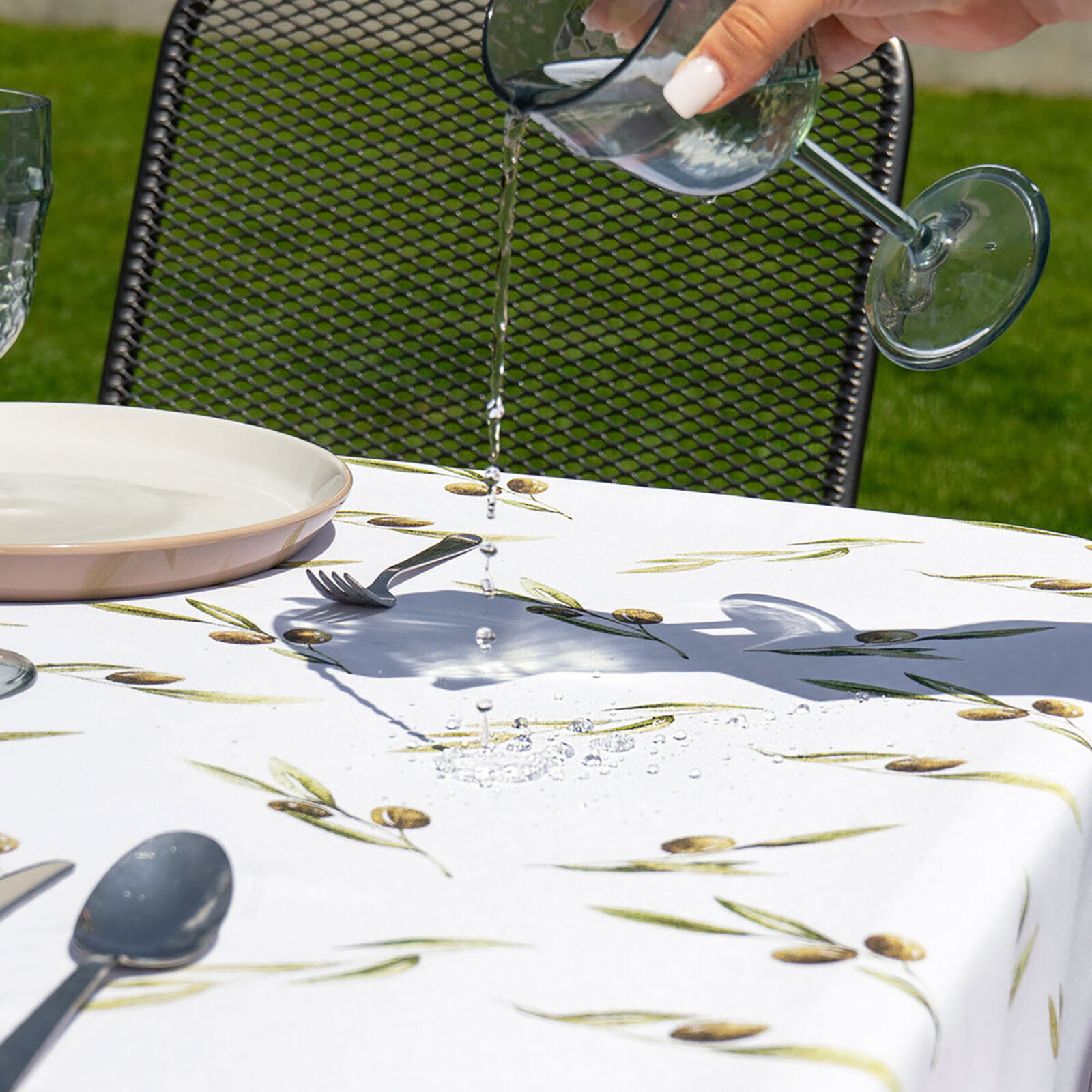 Eckige Tischdecke Teflon - Oliven