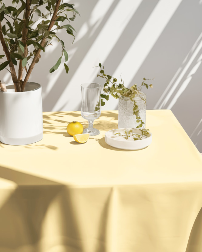 Eckige Tischdecke 100% Baumwolle - Bananenfarbe
