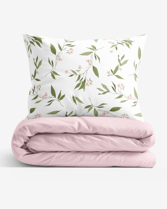 Bettwäsche aus Baumwolle Duo - Duft nach Jasmin mit puderrosa