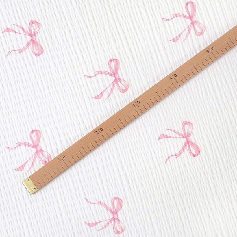 Seersucker - rosa Schleifen