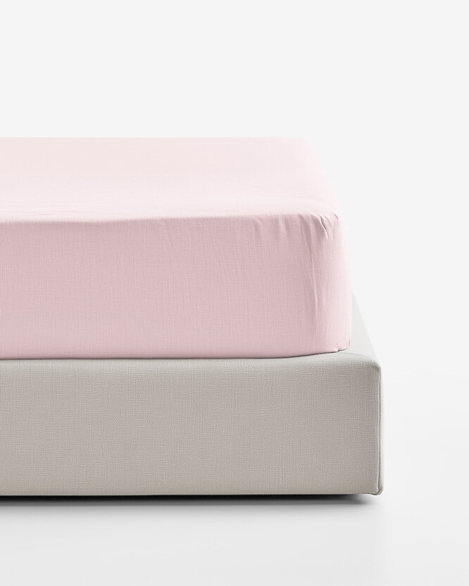 Spannbettlaken aus Leinenmischung - puderrosa