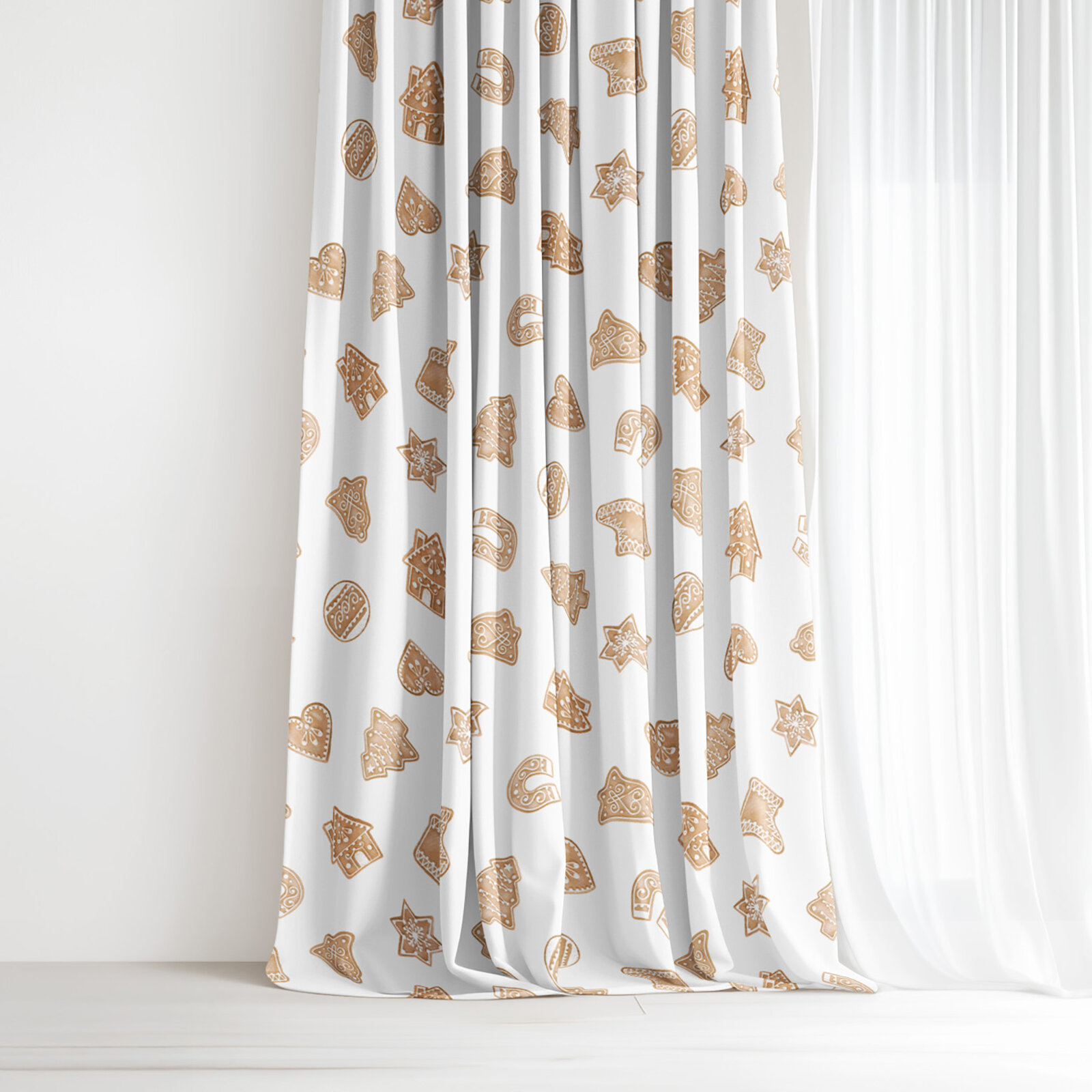 Weihnachtlicher Dekorativer Vorhang – Lebkuchen