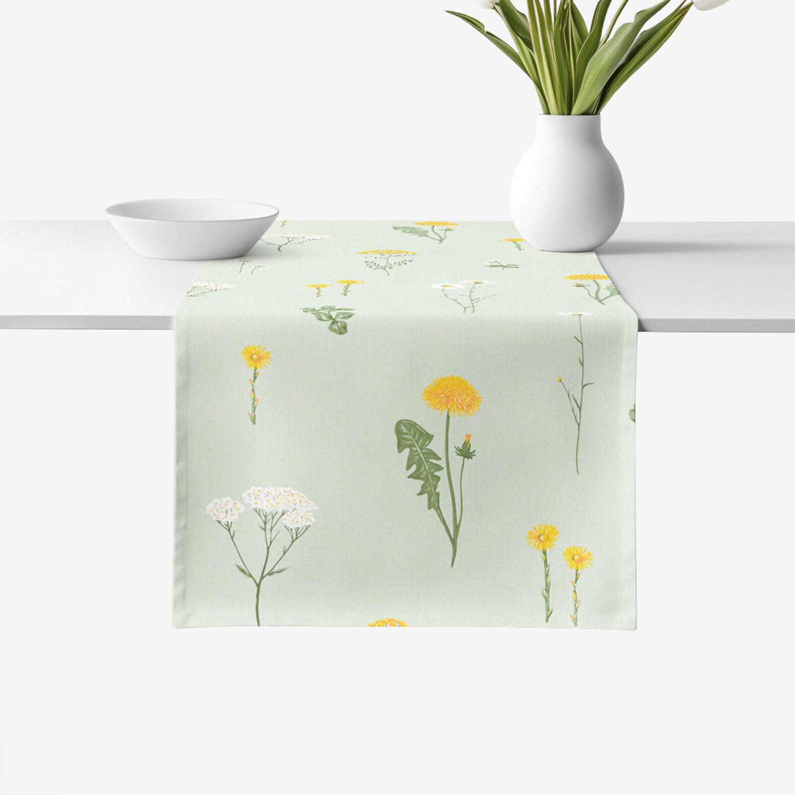 Tischläufer aus 100% Baumwolle - Grüne Wiese