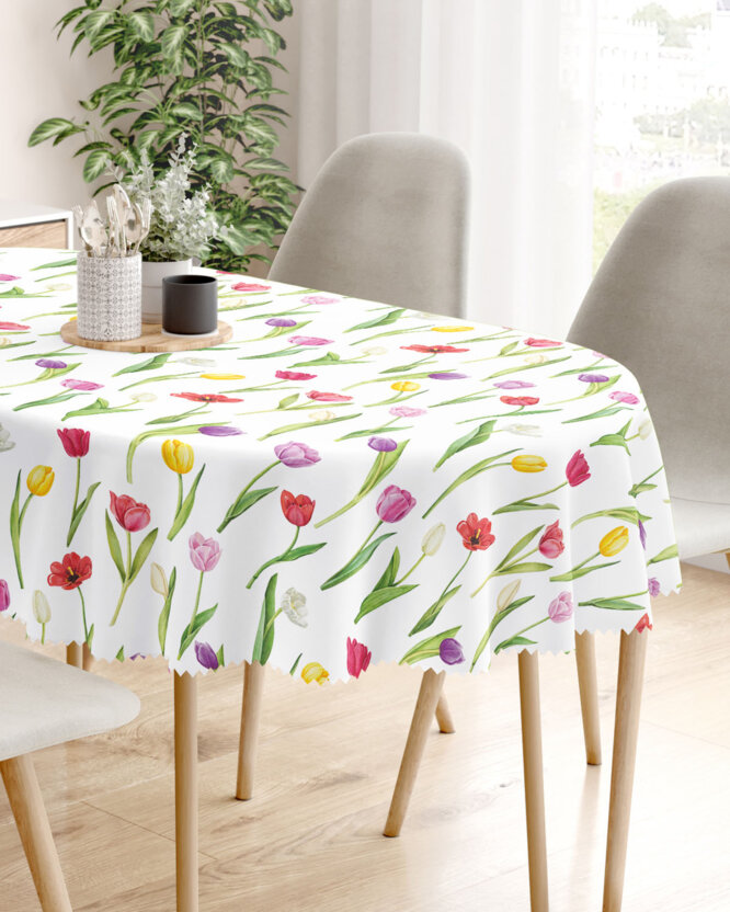 Ovale Tischdecke Teflon - Bunte Tulpen