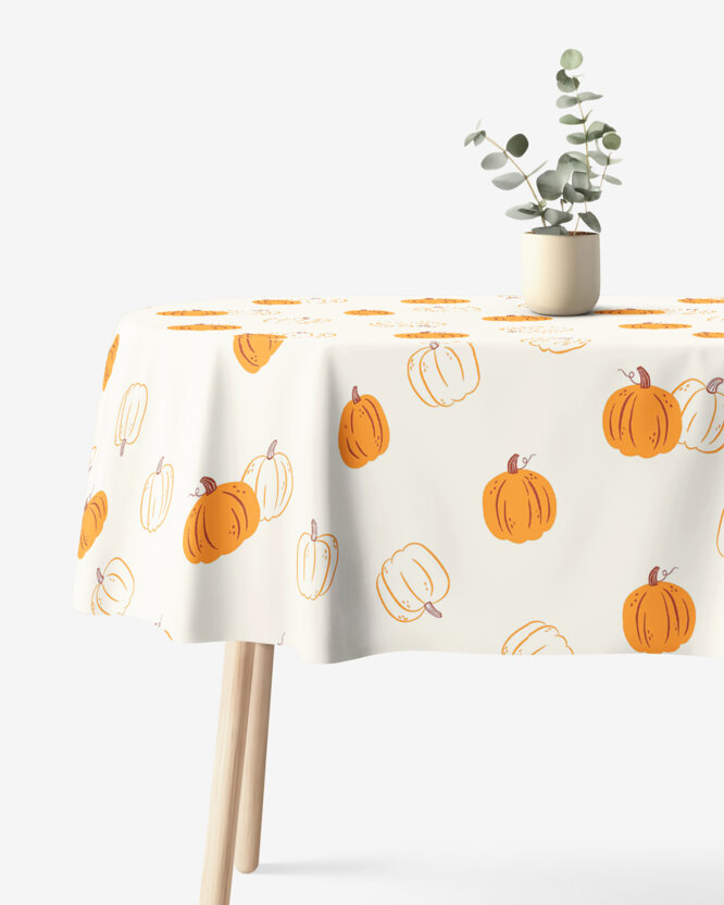 Ovale Tischdecke aus 100% Baumwolle - Herbstkürbis