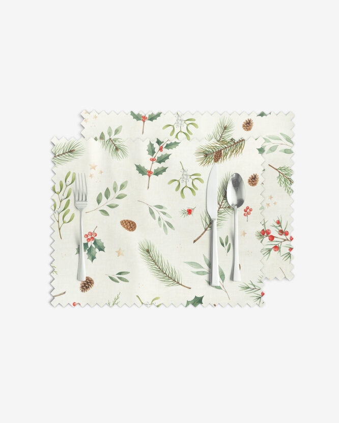Weihnachtliches Teflon-Tischset - Winterzweige - 2 Stück