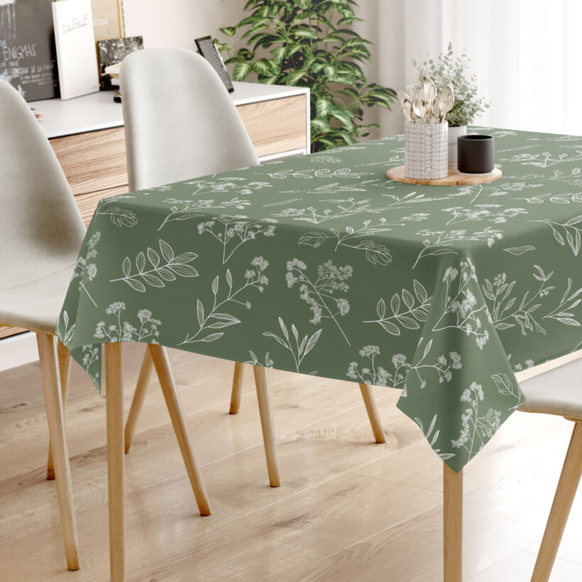 Eckige Tischdecke 100% Baumwolle - Kräuterblätter