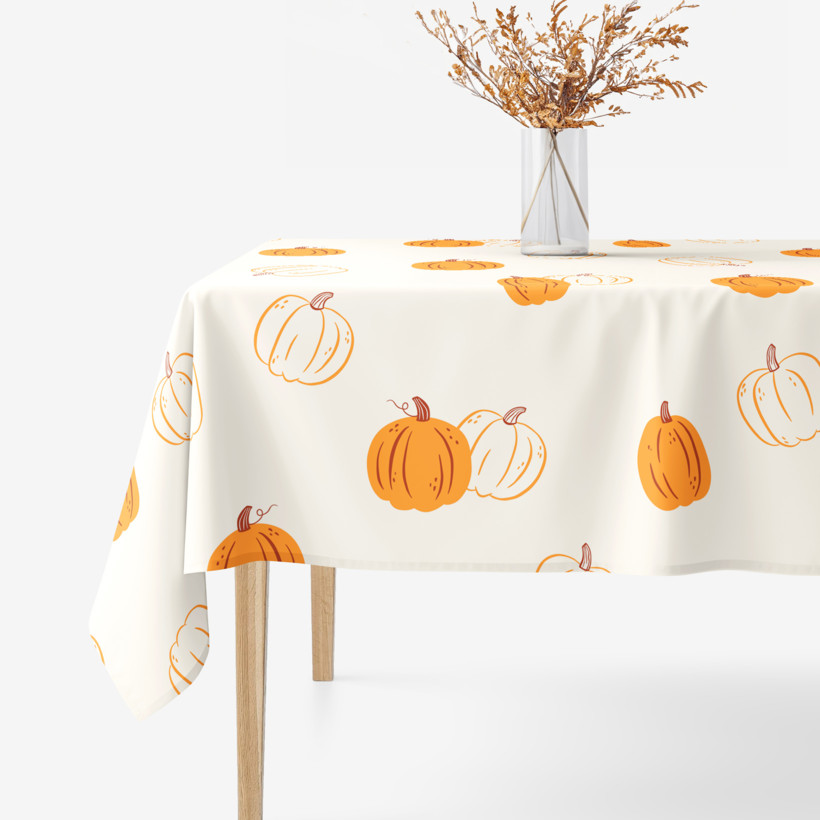 Eckige  Tischdecke 100% Baumwolle - Herbstkürbis