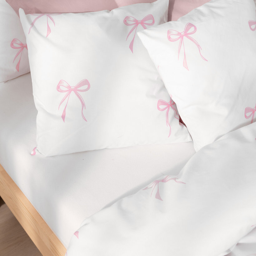 Kissenbezug aus Baumwolle - rosa Schleifen