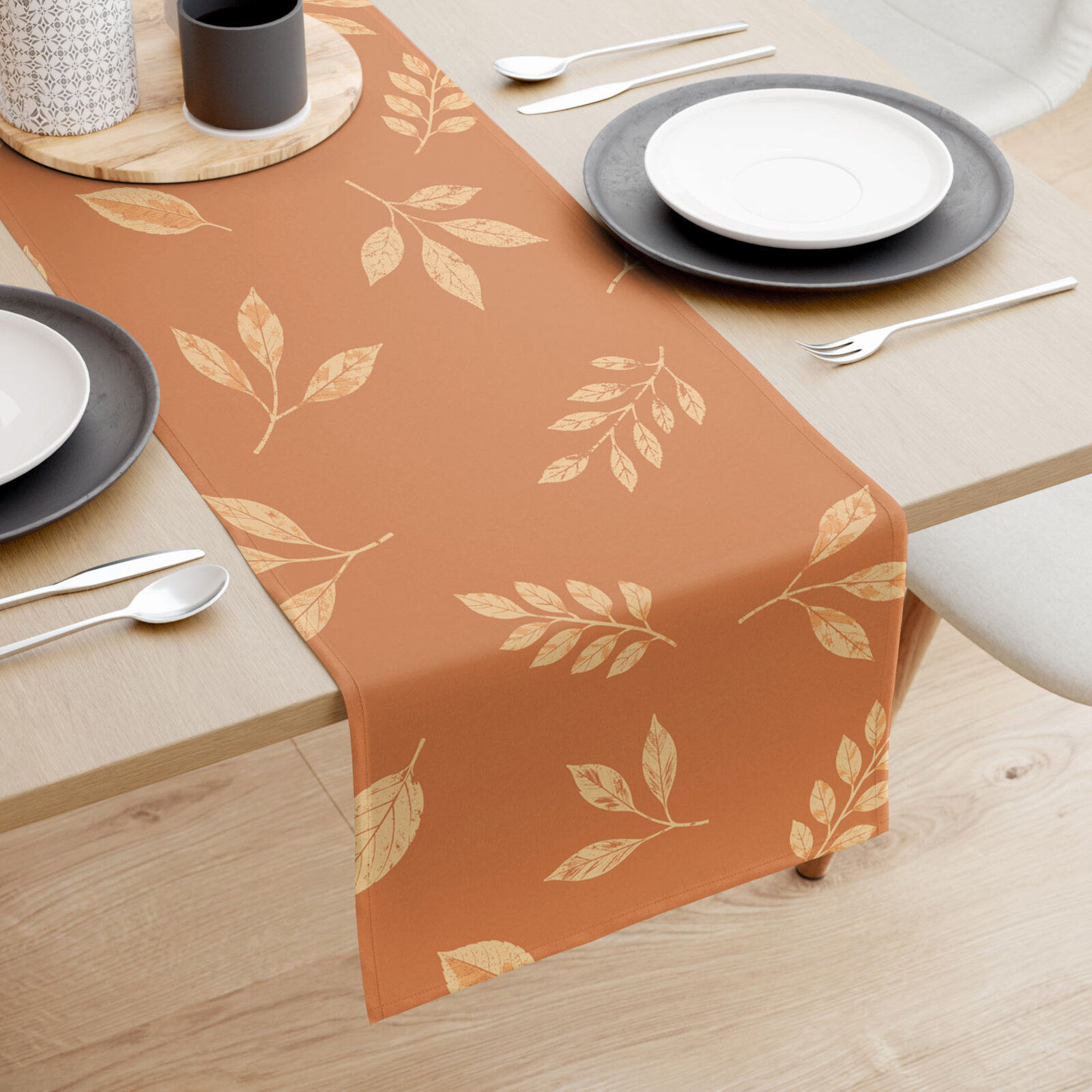 Tischläufer aus 100% Baumwolle - Orange Herbstblätter