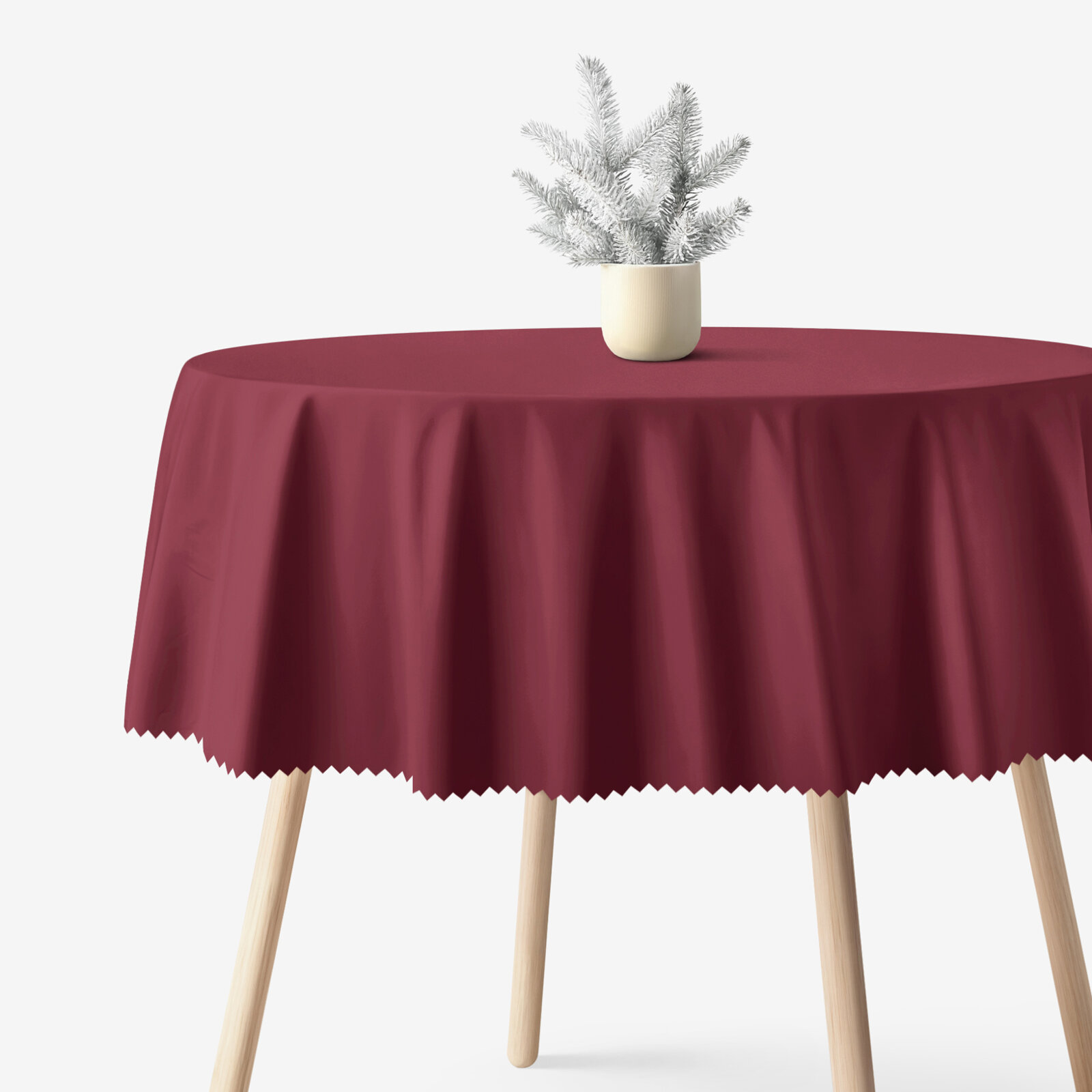 Runde Weihnachts-Tischdecke Teflon - bordeauxrot
