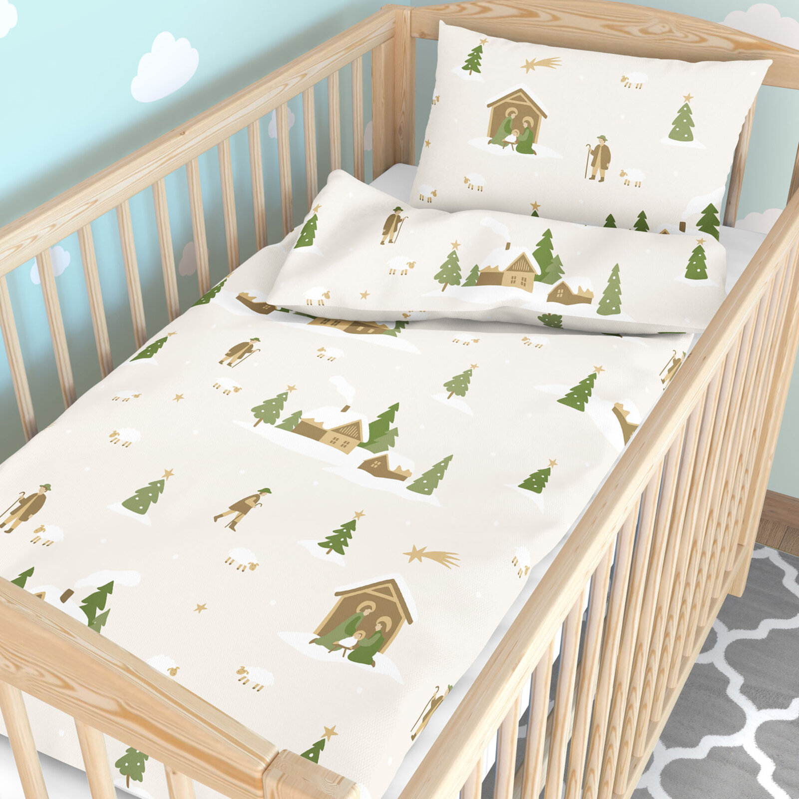 Weihnachtliche Bettwäsche für Babybetten aus Baumwolle - Weihnachtslieder