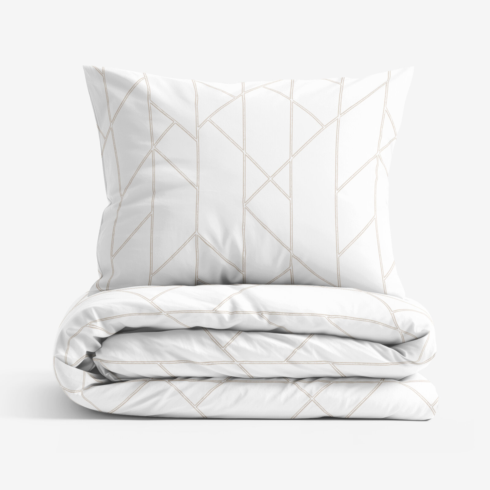 Bettwäsche aus Baumwolle - Geometrische Linien auf Weiß