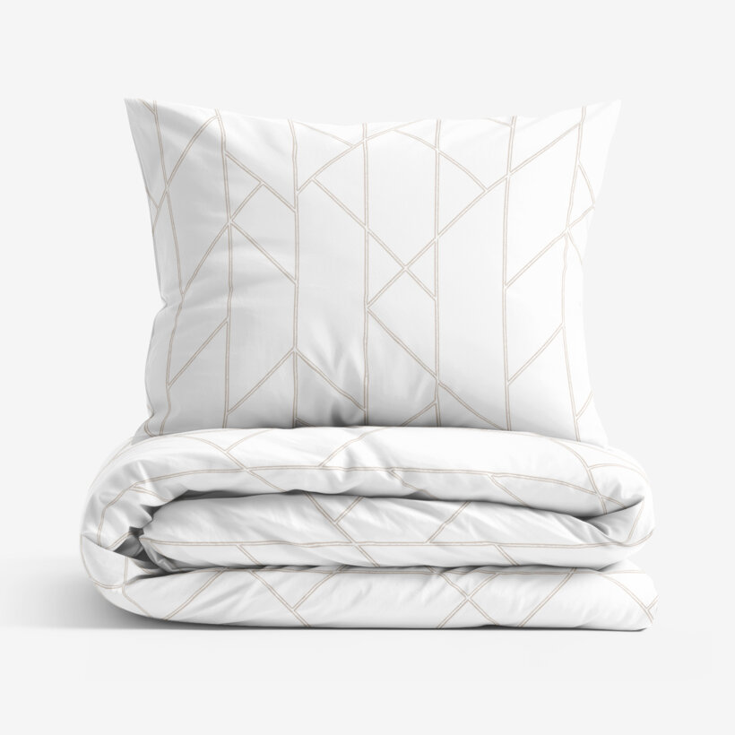 Bettwäsche aus Baumwolle - Geometrische Linien auf Weiß