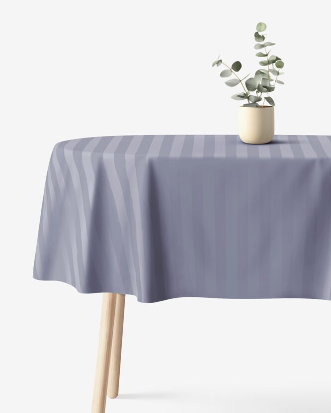 Festliche ovale Damast-Tischdecke - dunkelgraue Streifen mit Satin-Glanz