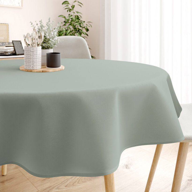 Runde Tischdecke 100% Baumwolle - salbeigrün