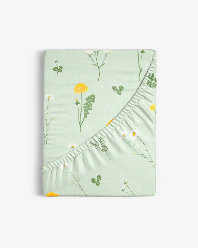 Spannbettlaken aus Baumwolle - Grüne Wiese