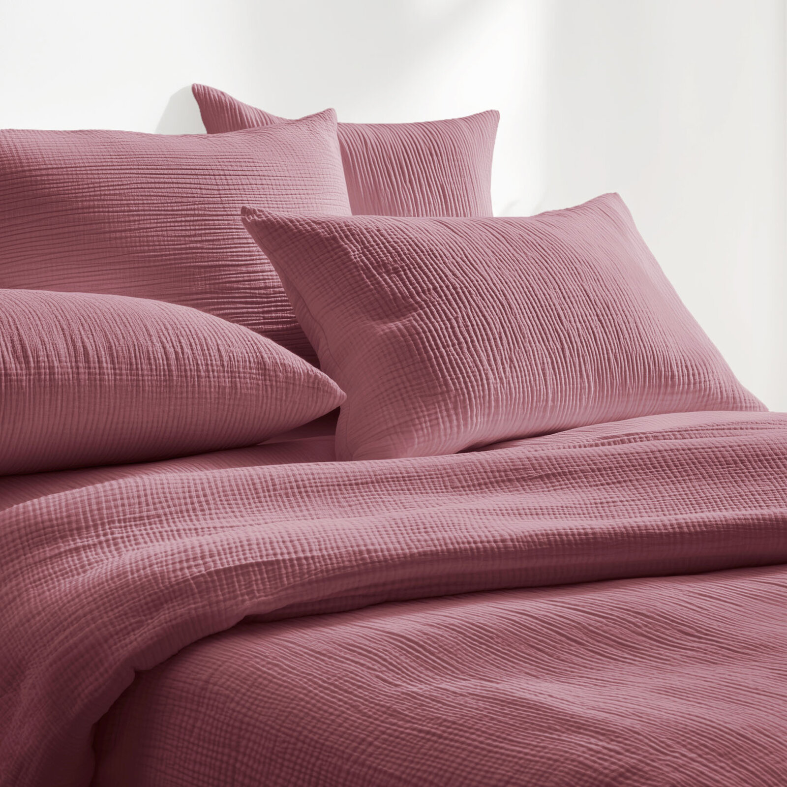 Musselin-Bettwäsche – burgunderrosa