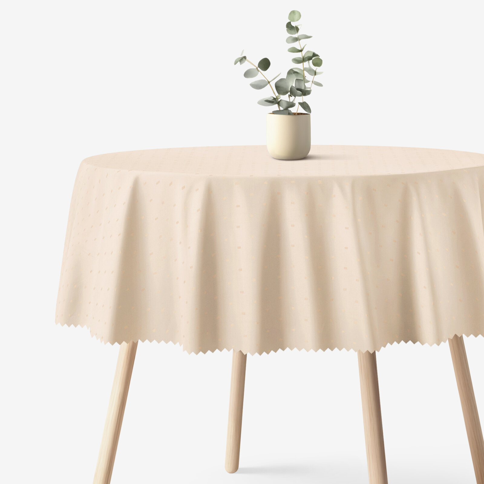 Runde festliche Teflon-Tischdecke - champagne mit glänzenden Rechtecken