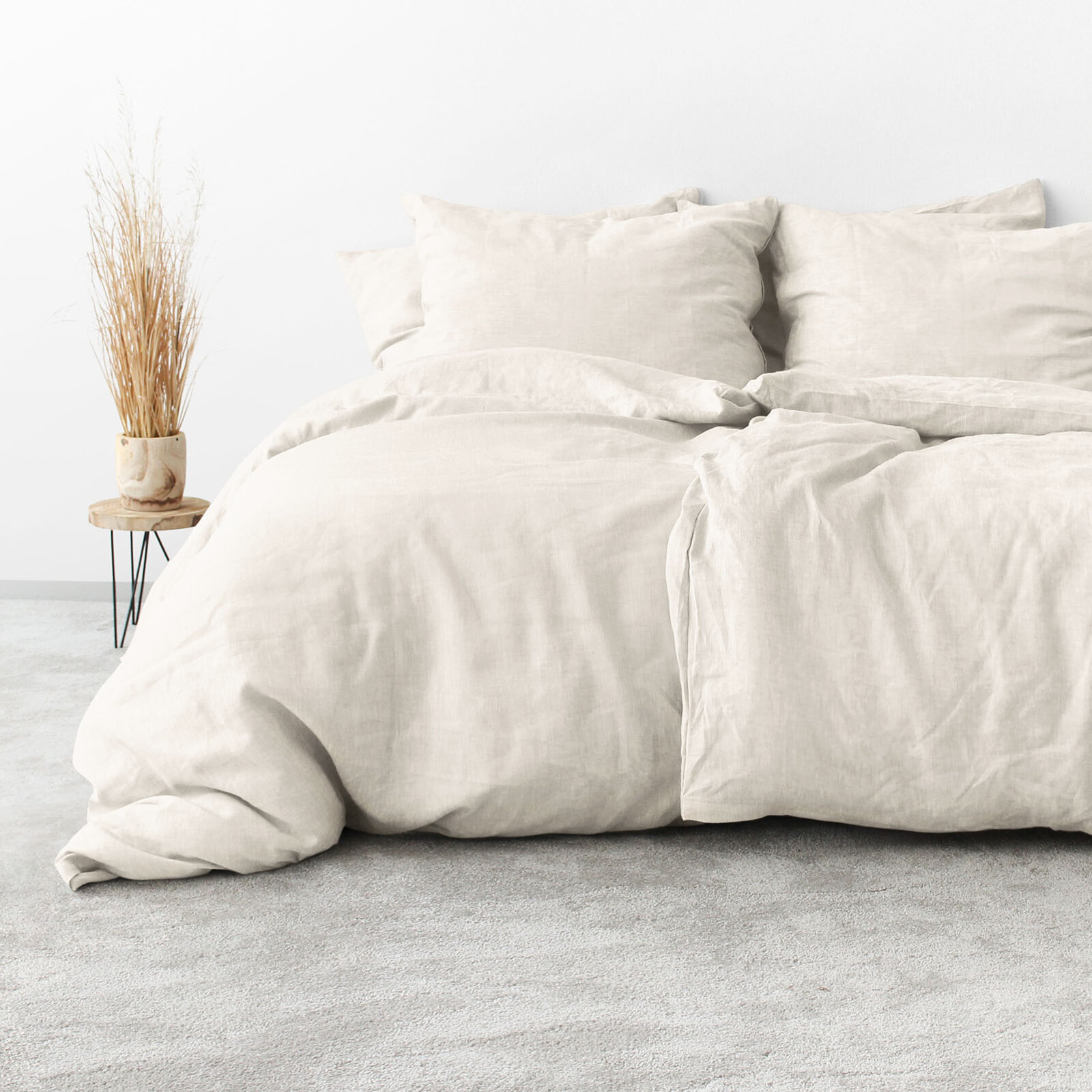 Bettwäsche aus Leinenmischung - elfenbein