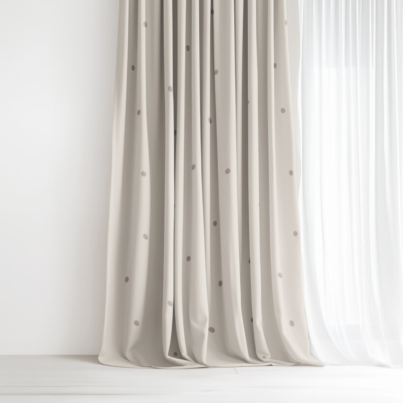 Vorhang aus Baumwolle - Pünktchen auf Beige