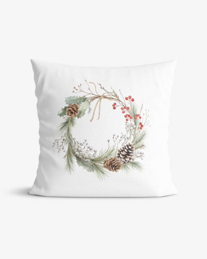 Weihnachtlicher dekorativer Kissenbezug - Tannenzweigkranz