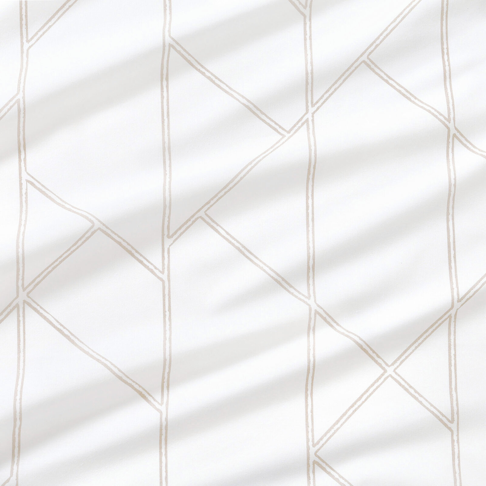 Bettwäsche aus Baumwolle - Geometrische Linien auf Weiß und Latte